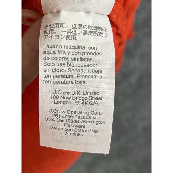 J Crew Linen Tunic Top Orange 1/4 Button 3/4 Sleeve Women's Size L - Picture 16 of 16